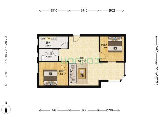 浪琴苑 2室1厅1卫 75平方