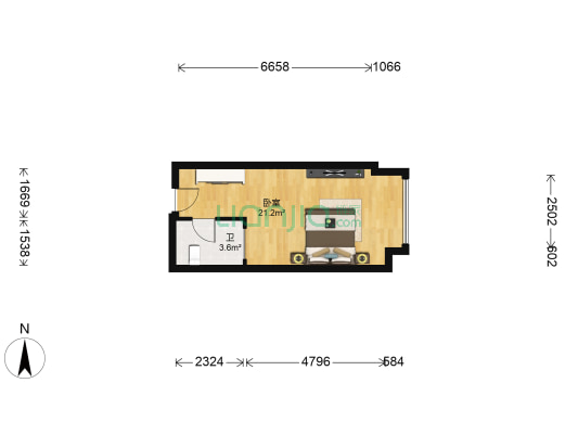 御东公寓 1室0厅1卫 37平方