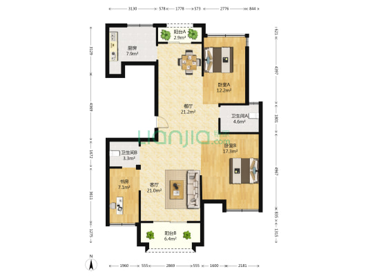 御缇嘉苑 3室2厅2卫 136平方