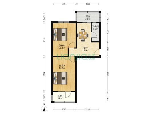 十一中家属院（甘南路） 2室1厅1卫 51平方