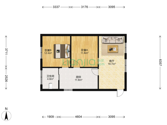 电建一公司四方河小区 2室1厅1卫 76平方