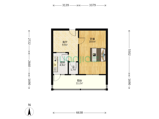 六合里 1室1厅1卫 53平方