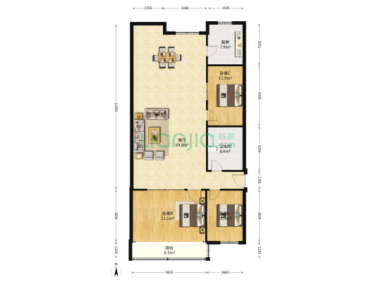 祥和小区 3室1厅1卫 159平方