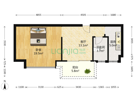 利和国际公馆 1室1厅1卫 67平方