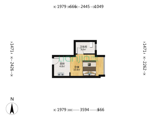 邻里中央 1室0厅1卫 29平方