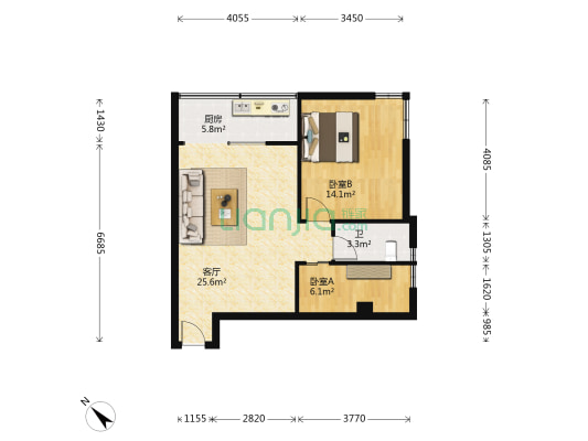 工业大道中375号大院 2室1厅1卫 69平方