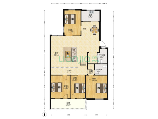 国鑫庄苑 4室1厅2卫 160平方