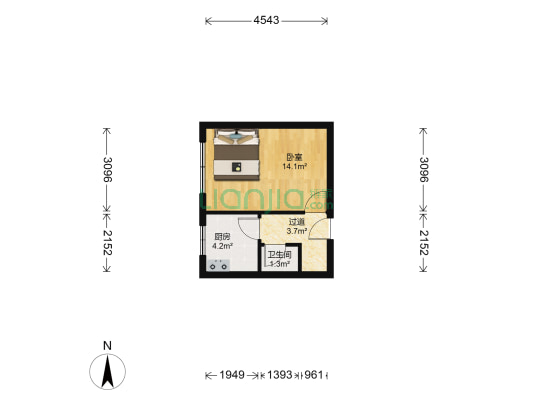 民康小区 1室0厅1卫 32平方