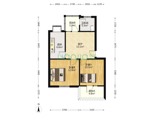 新福路92号 2室1厅1卫 64平方