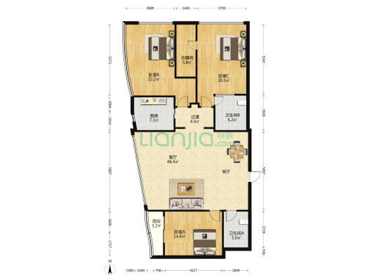 金源公寓 3室1厅2卫 180平方