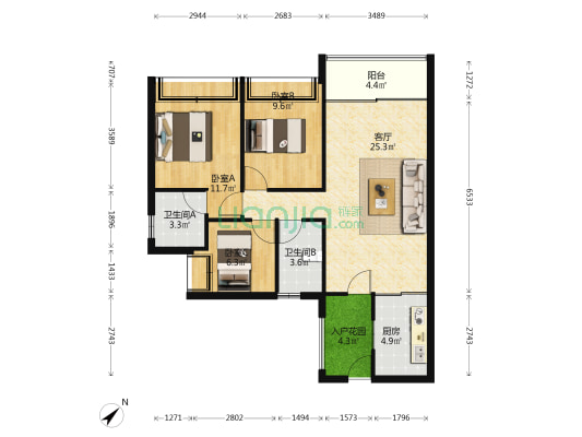 碧桂园山湖城御景湾 3室1厅2卫 95平方