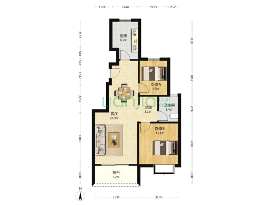 大丰佳苑东-C区 2室1厅1卫 76平方