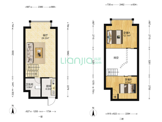春天映象 2室1厅1卫 85平方
