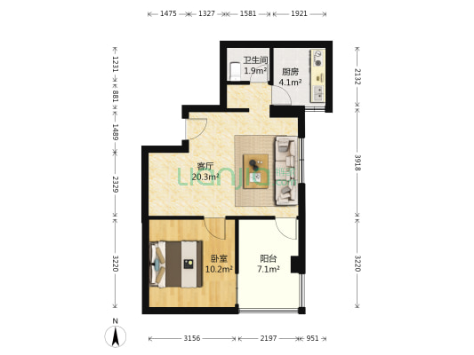 临江港湾 1室1厅1卫 62平方