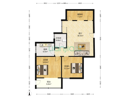 绿云小区 2室1厅1卫 99平方