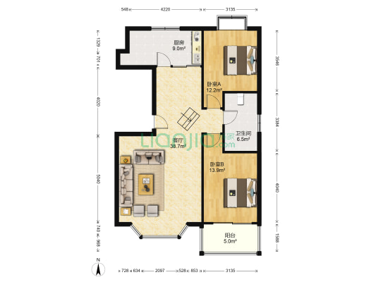 静居苑小区 2室1厅1卫 111平方