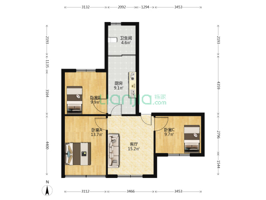 南浦路41号 3室1厅1卫 85平方