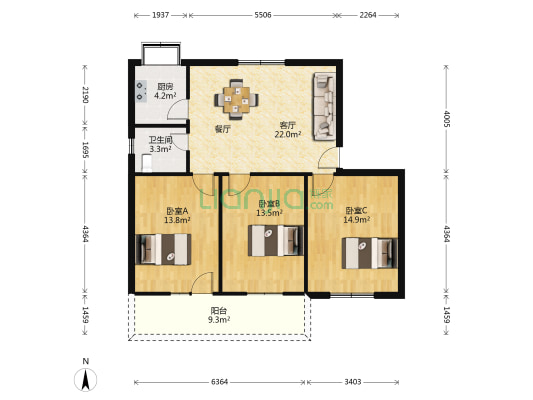 兴新街271号 3室1厅1卫 93平方