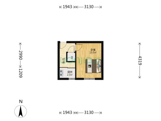 服务公司家属院（甘南路） 1室0厅1卫 30平方