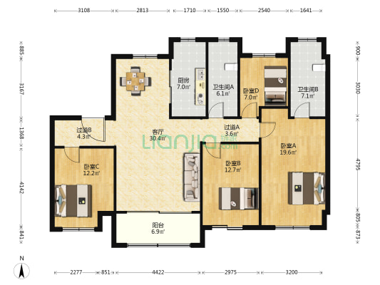 碧虞珑庭 4室1厅2卫 143平方