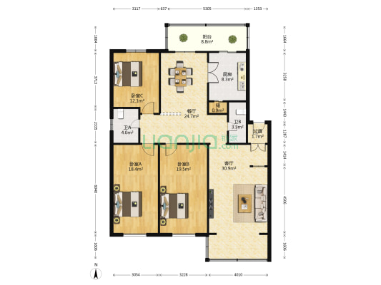 文安苑 3室2厅2卫 160平方