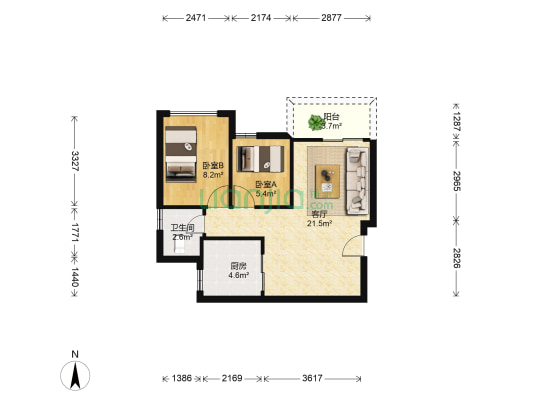 星晨广场 2室1厅1卫 52平方