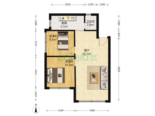 万寿山社区 2室1厅1卫 83平方