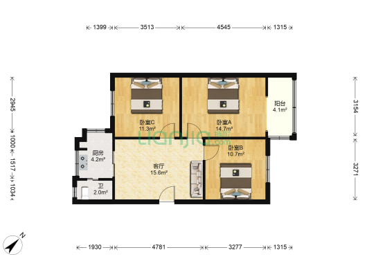 东新路23号 3室1厅1卫 70平方