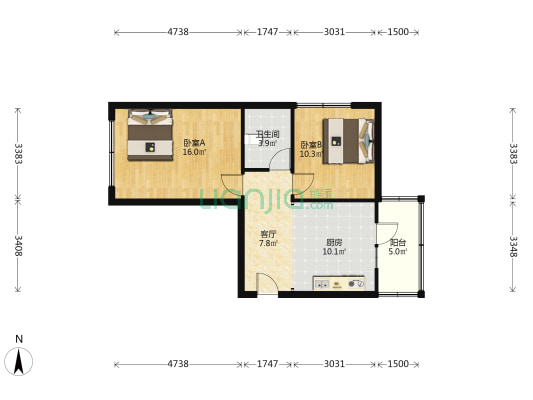 电力医院家属楼小区 2室1厅1卫 65平方
