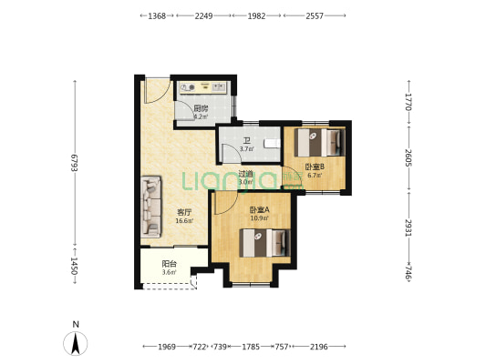 清旭雅苑 2室1厅1卫 67平方