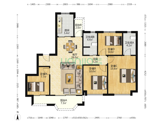 隆基泰和•紫樾书香 4室1厅2卫 126平方