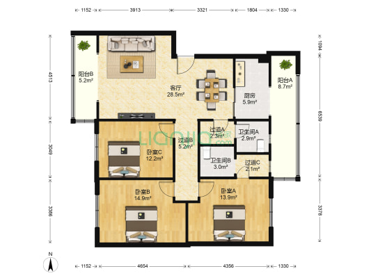 温江区教育研究培训中心 3室1厅2卫 120平方