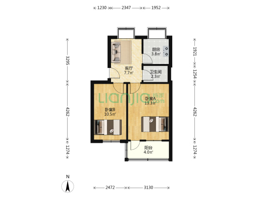 东郊二院家属院 2室1厅1卫 50平方