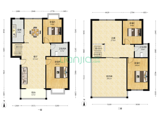 凤凰雅居 4室1厅2卫 158平方