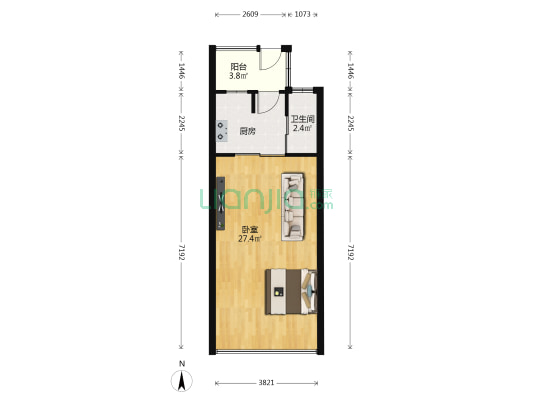 尚峰假日公馆 1室0厅1卫 47平方