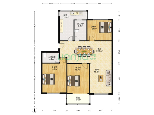 妙境家园 3室2厅2卫 140平方