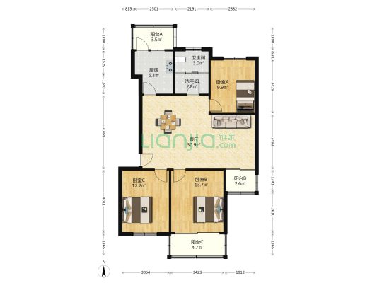 宝山十村 3室1厅2卫 111平方