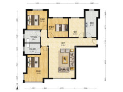 西户 精装修 H户型 2卫 中楼层 南北通透 看房方便-涿州高铁新干线户型图