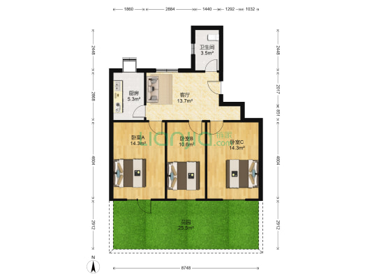 宝钢冶金建设公司武汉地区职工住宅区 3室1厅1卫 75平方