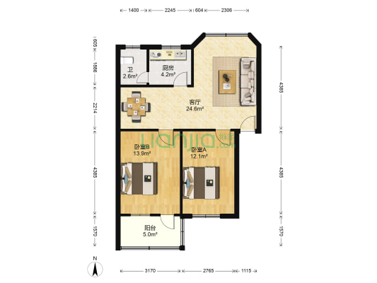新民小区 2室1厅1卫 74平方