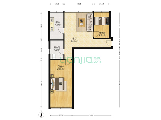 中山北路小区 2室1厅1卫 76平方