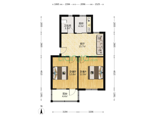 锁澜北路10号 2室1厅1卫 67平方