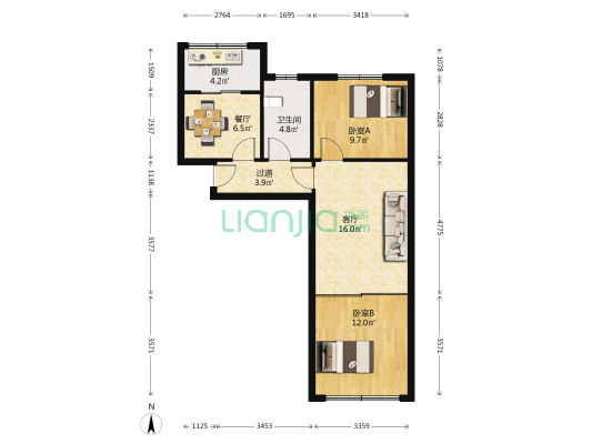 镇泰花园 2室2厅1卫 71平方