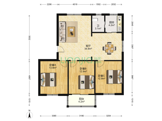双东路小区 3室1厅1卫 103平方
