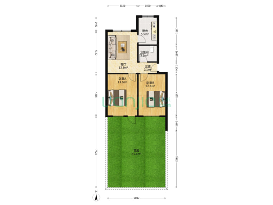 仪表公司家属院 2室1厅1卫 65平方