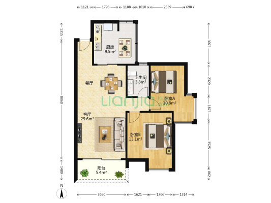颐和人家 2室1厅1卫 84平方