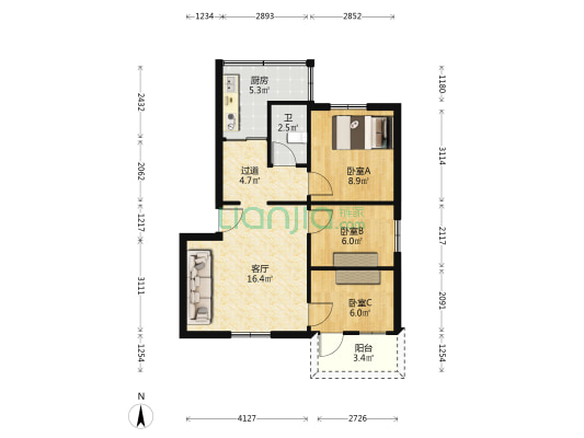 水电大厦 3室1厅1卫 65平方