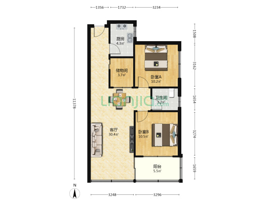 祥丰楼 2室1厅1卫 74平方