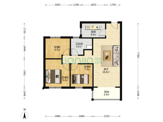 社区规模大 绿化高 幸福物业上市公司，24小时保安！-户型图