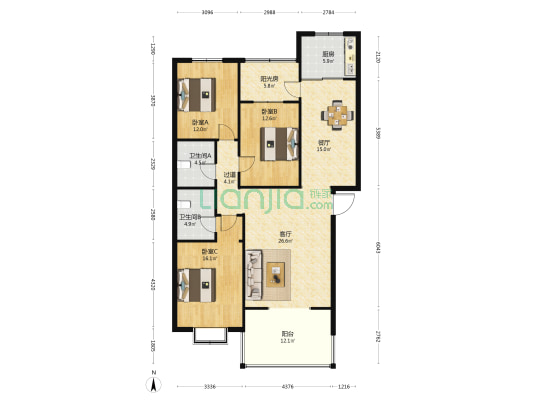 滏滨佳园 3室2厅2卫 145平方